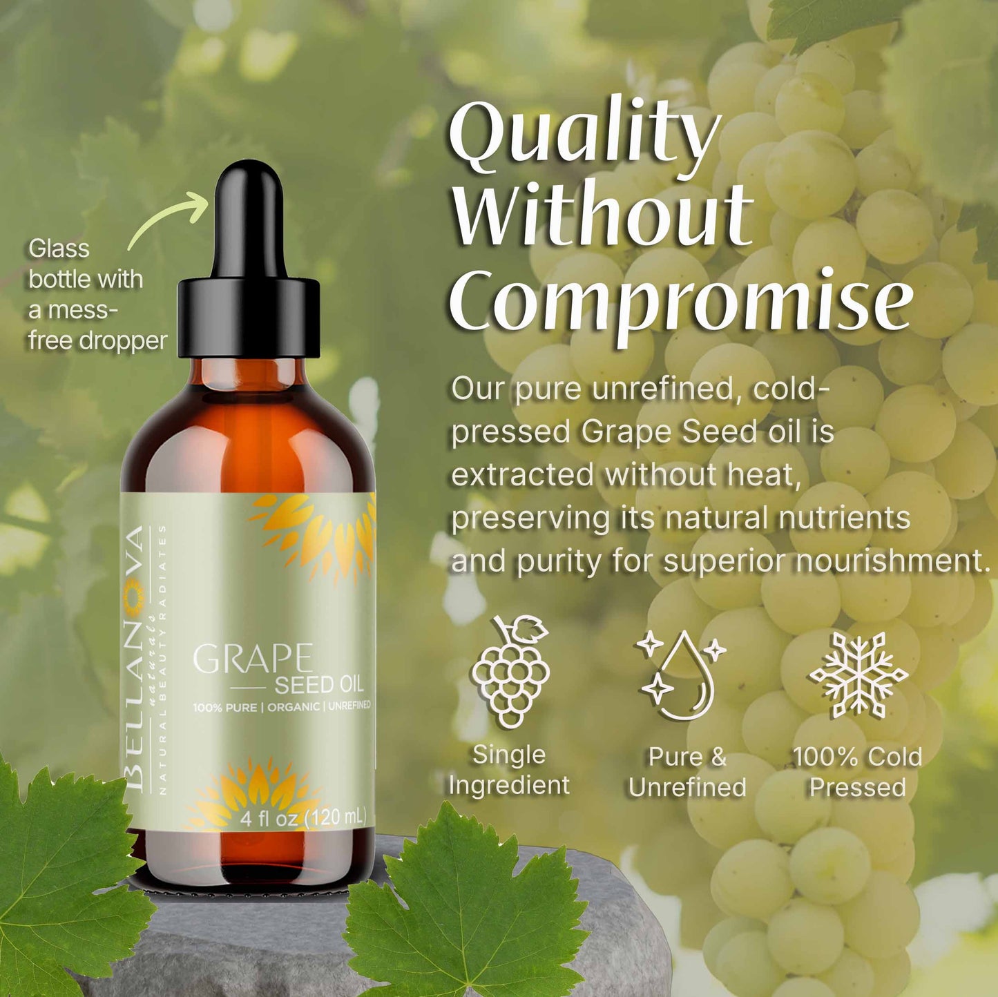 Grape Seed Oil | Unrefined Organic Oil for Skincare & Haircare