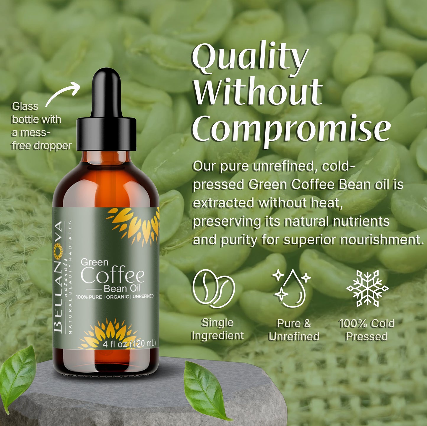 Green Coffee Bean Oil | Cold-Pressed Organic Oil for Skincare & Haircare