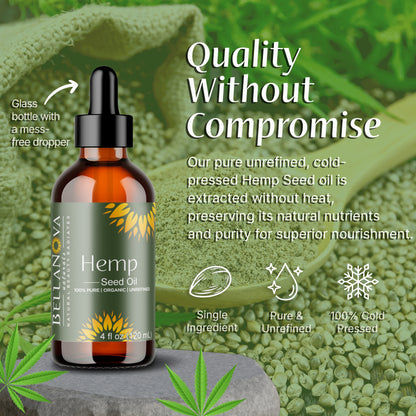 Hemp Seed Oil | Cold-Pressed Unrefined Oil for Skincare & Haircare