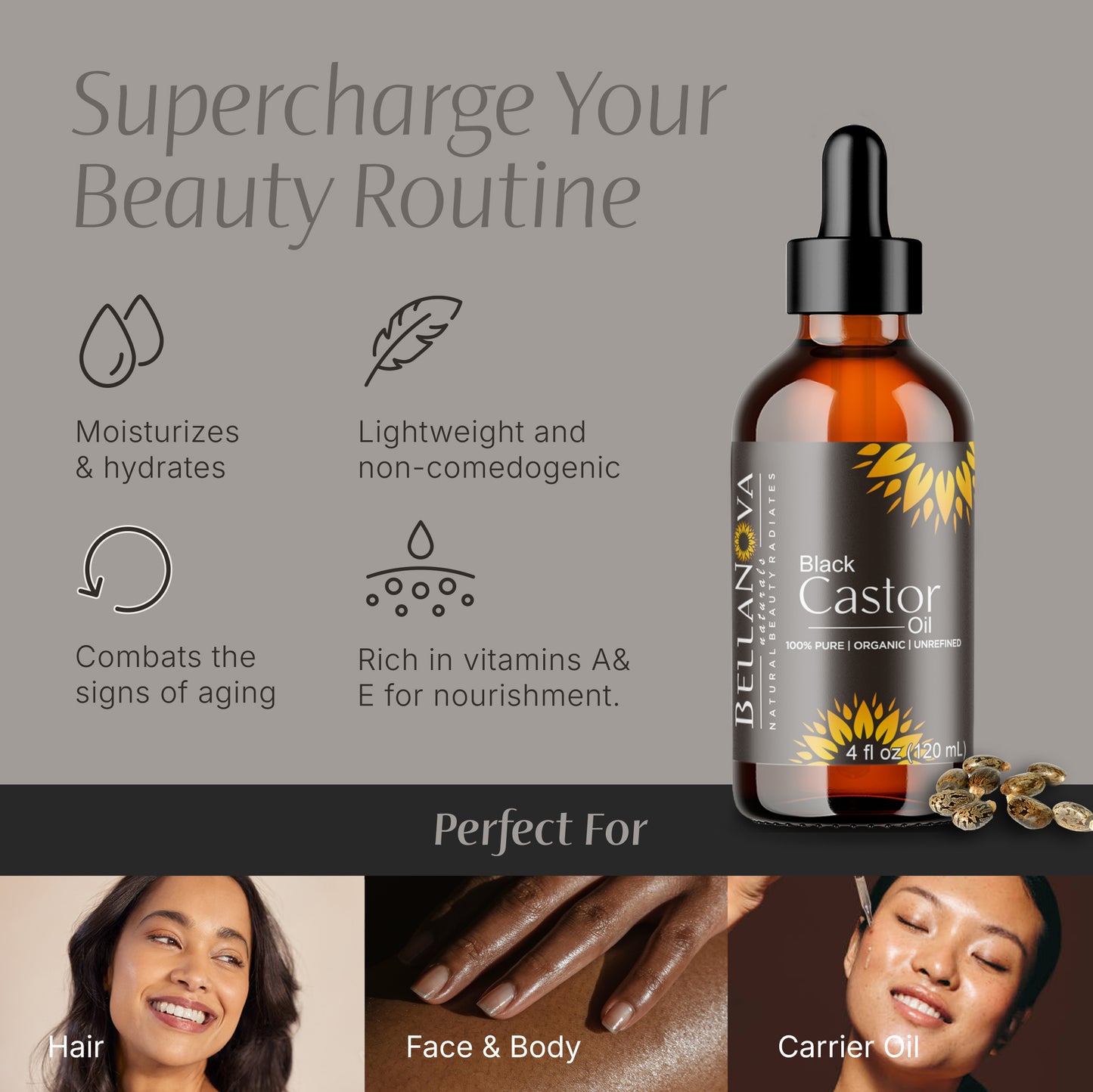 Black Castor Oil | Cold-Pressed Premium Oil for Skincare & Haircare