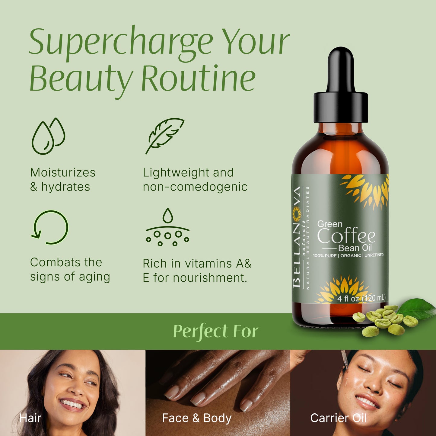 Green Coffee Bean Oil | Cold-Pressed Organic Oil for Skincare & Haircare