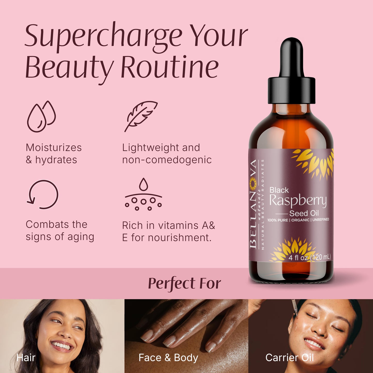 Black Raspberry Seed Oil - | Cold-Pressed Oil for Skincare, Haircare