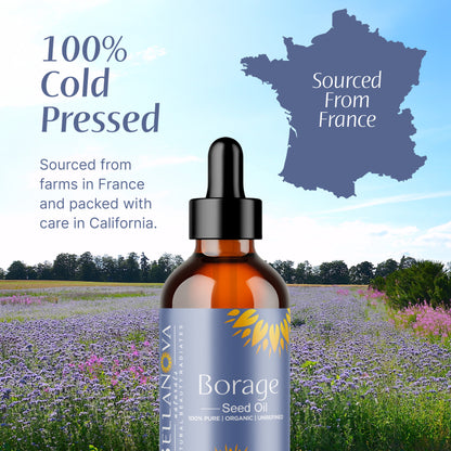 Borage Seed Oil, Organic, Cold-Pressed, Pure Oil for Beauty & Wellness